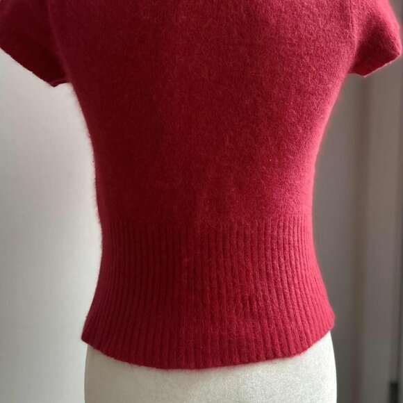 Vintage Limited Cerise Angora Knit Top with Short Sleeves & Ribbed Waist – US XS - Picture 9 of 13